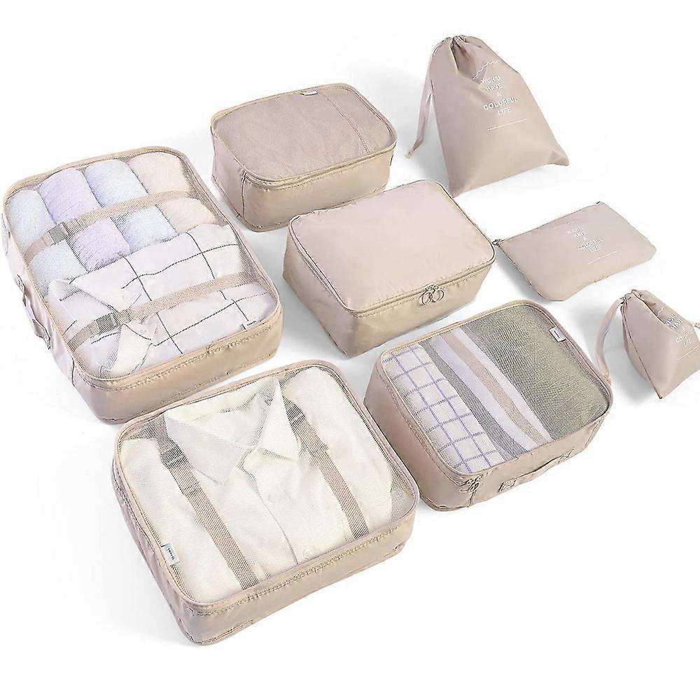 Kofferオーガナイザーセット、パッキングキューブKleidertaschen Schuhbeutel Reiseorganizer Packwrfel Kosmetik旅行オーガナイザーPacktaschen fr Koffer(8 teilig、Bei