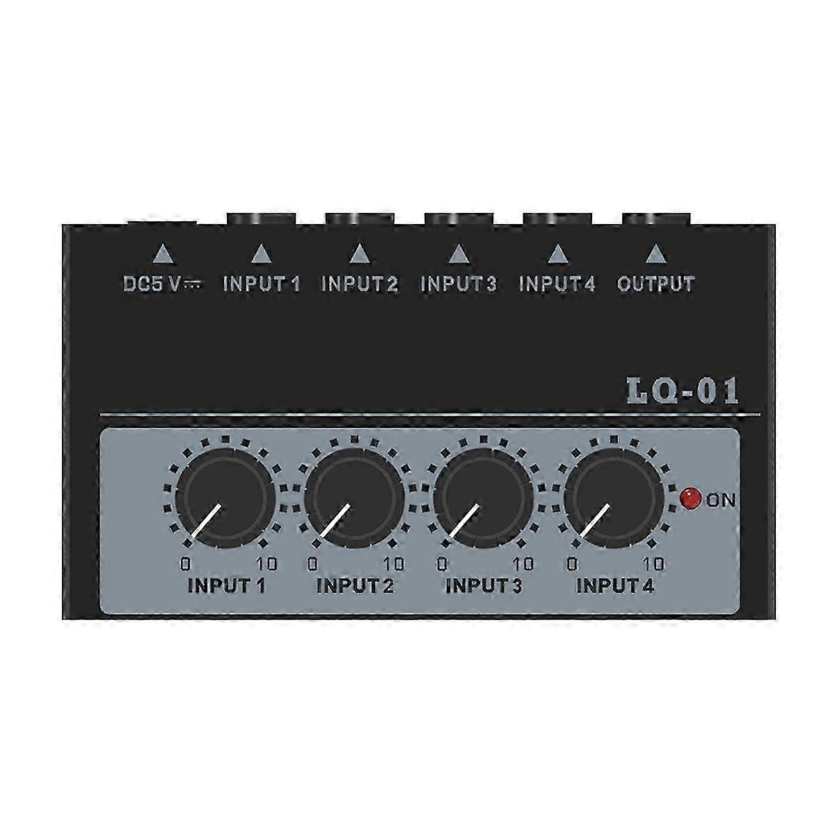 -01 4-kanavainen mikseri 4 tulo 1 lähtö DC 5V kannettava mini äänimikseri 4 kanavaa mikserit sekoituskonsoli EU-pistoke