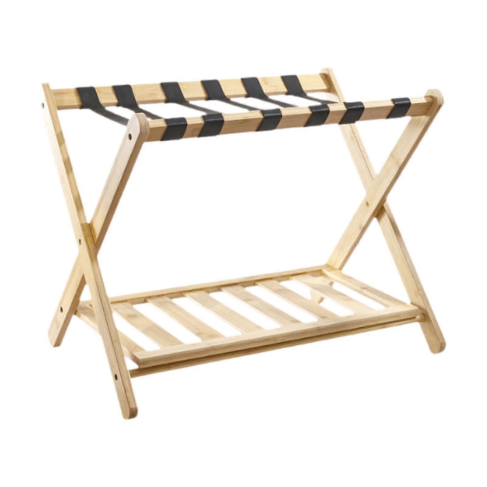 رف الأمتعة مع رف تخزين قابل للطي حقيبة الوقوف منظم لغرفة النوم الخشب اللون