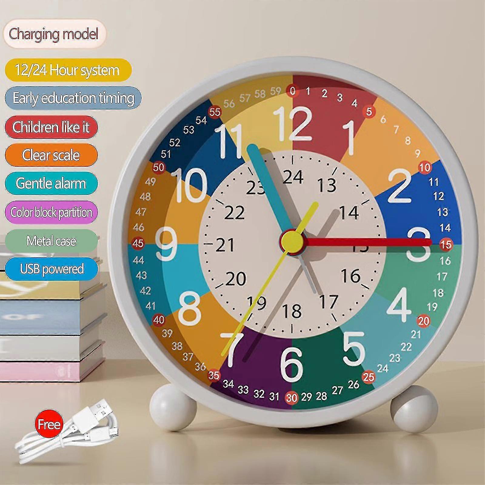 Alarm Clocks For Bedrooms Kids Alarm Clock, Alarm Clock, No Tick, Learning Alarm Clock, Kids Quartz Alarm Clock