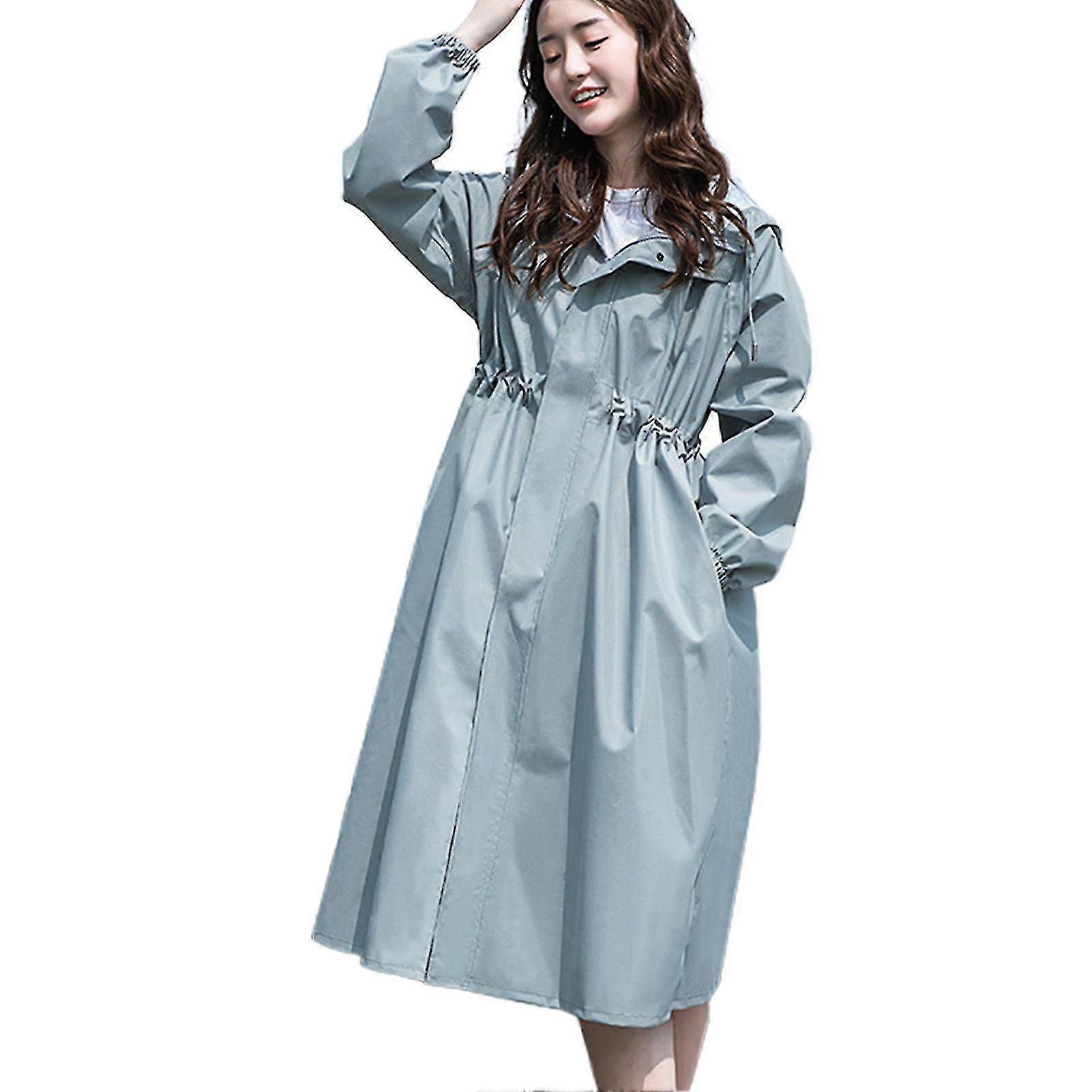 Lady Long Impermeable impermeable ligero impermeable reutilizable con capucha para exteriores