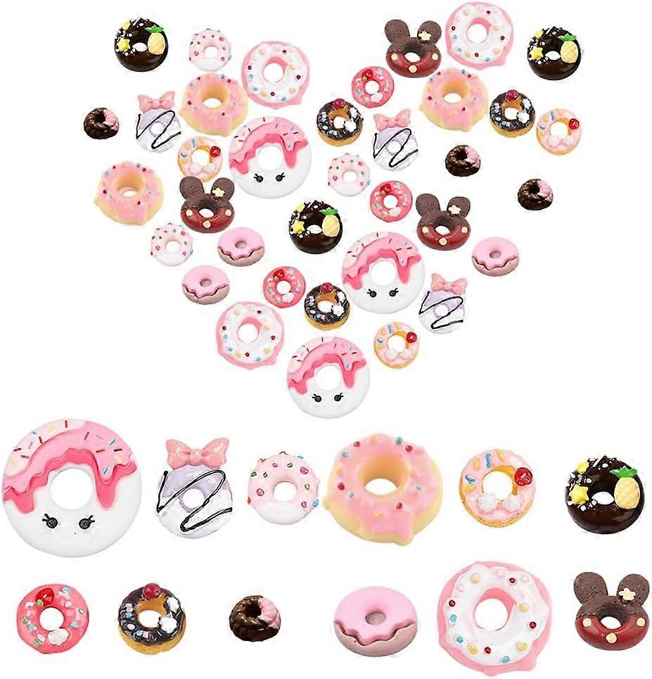 48Pcs 12Styles Resin Donut Charms Dessert Cabochons Cookies Macaron Cake Ice Cream Bowknot Slices Flatback Buttons