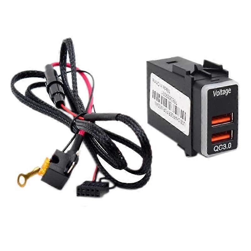 Car Usb Port Charger Usb Qc3.0 Quick Fast Charging Connector With Voltage Display Meter For