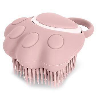 Dog Cat Bath Brush Comb Silicone Rubber Dog Grooming Brush Silicone Puppy Massage Brush Hair Fur Grooming Cleaning Brush Soft Shampoo Dispenser(pink p