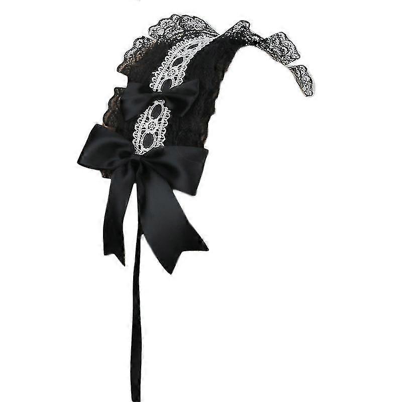 women ribbon bowknot headband lace pleated edge kawaii maid cosplay props