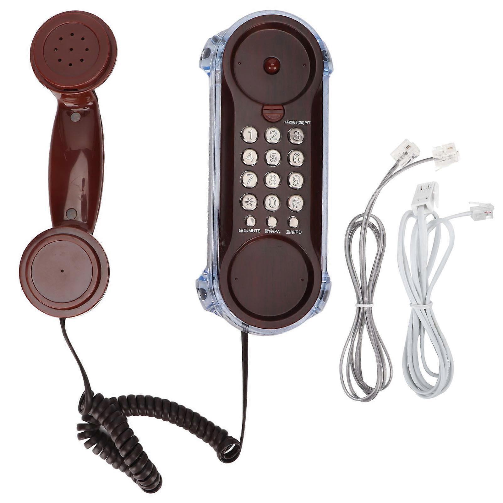 MT025 European Vintage Wall Phone Tone Dialing One Key Mute Redial Pause Desktop Wall Phone with Light for Home HotelAncient Nickel Color NO.7142