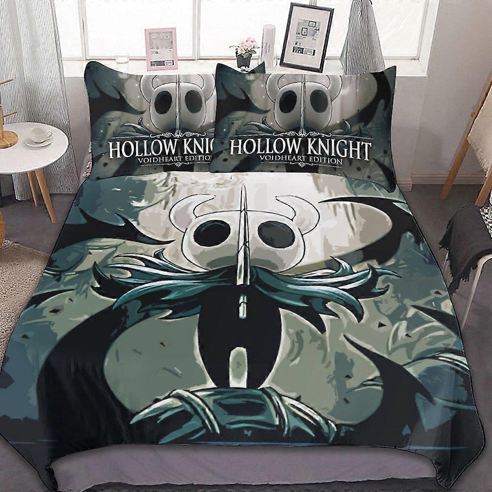 v51 Hollow Knight Conjunto de Cama de 3 Peças Conjunto de Capa de Edredom Macio Quente e Confortável Conjunto de Cama Macia com 1 Capa de Edredom e 2 Fronhas para Quarto ol51