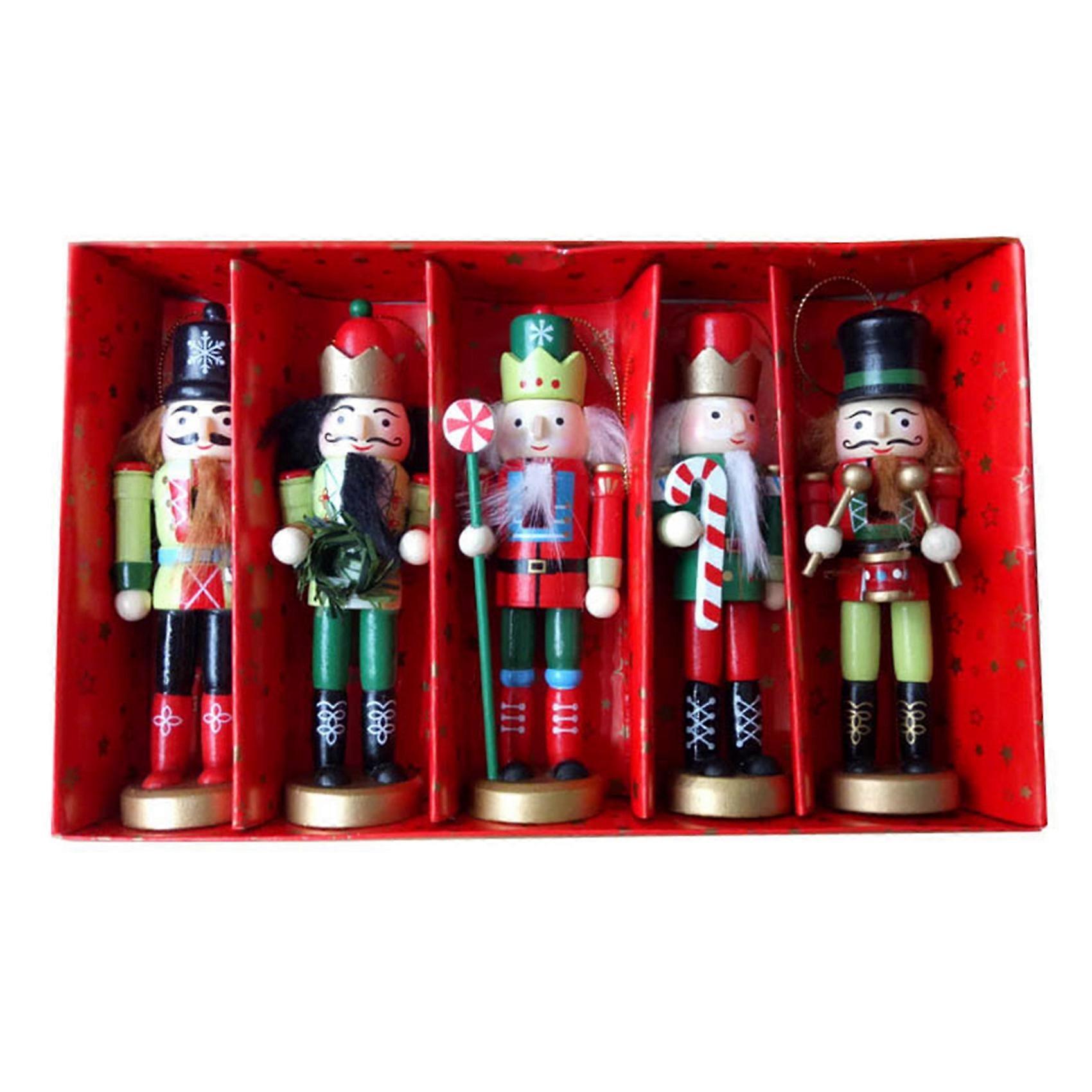5 Pcs/Set 12CM Nutcracker Christmas Puppet Christmas Dolls Decoration Desk Decor