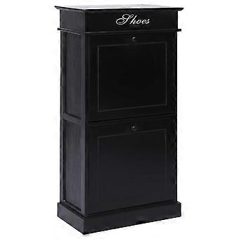 Schuhschrank schwarz 50x28x98 cm Paulownia Holz