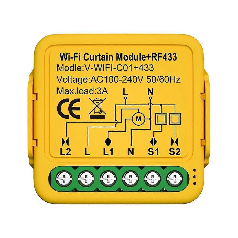 T uya WIFI Intelligent Curtain Module Switch RF433 On-off controller Remote APP Voice Control for Alexa and Google Assistant
