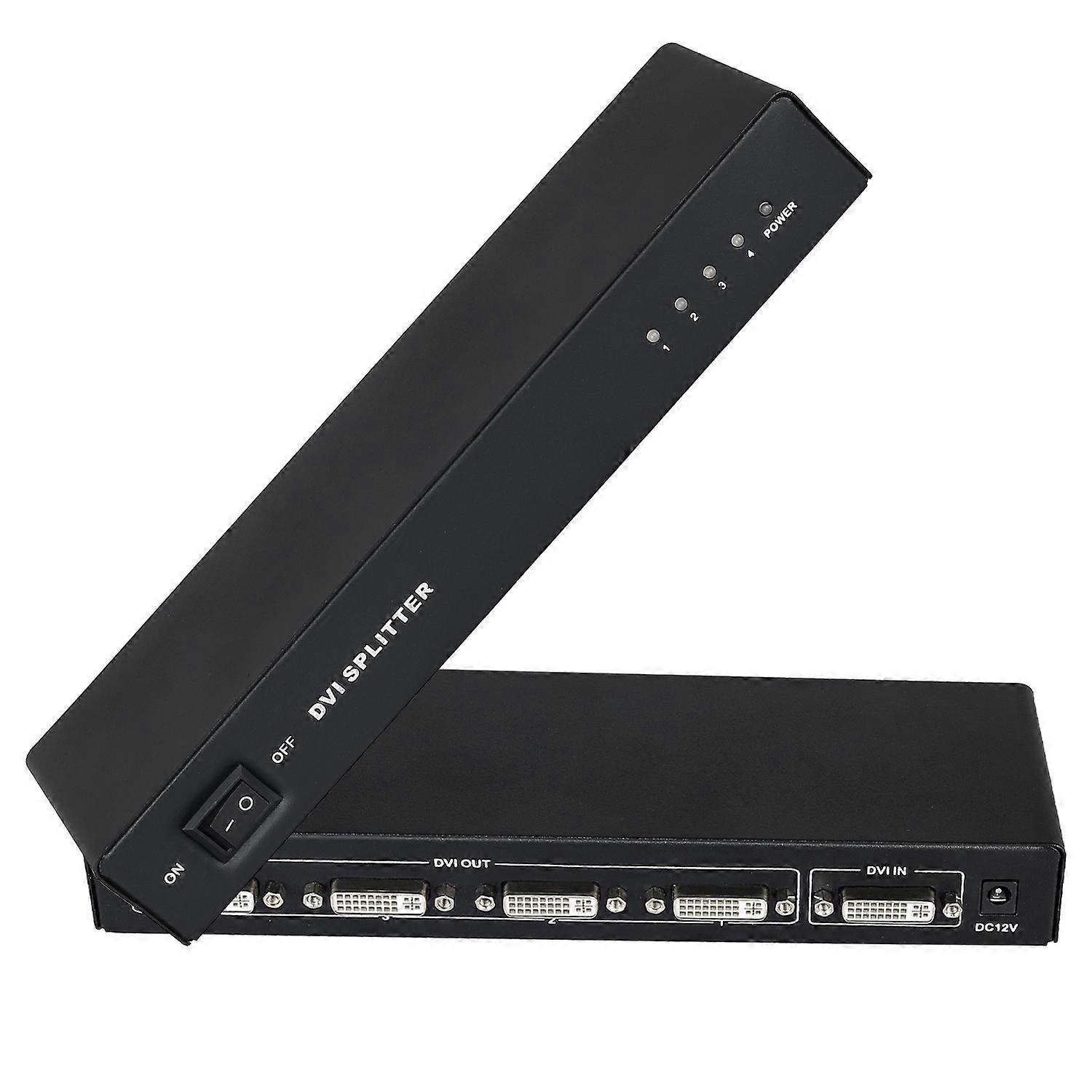 1x4 Port DVI Splitter 1 in 4 Out Split 1 Video Signal to 4 Displays Distribution Duplicator for Projector Monitor CCTV Computer