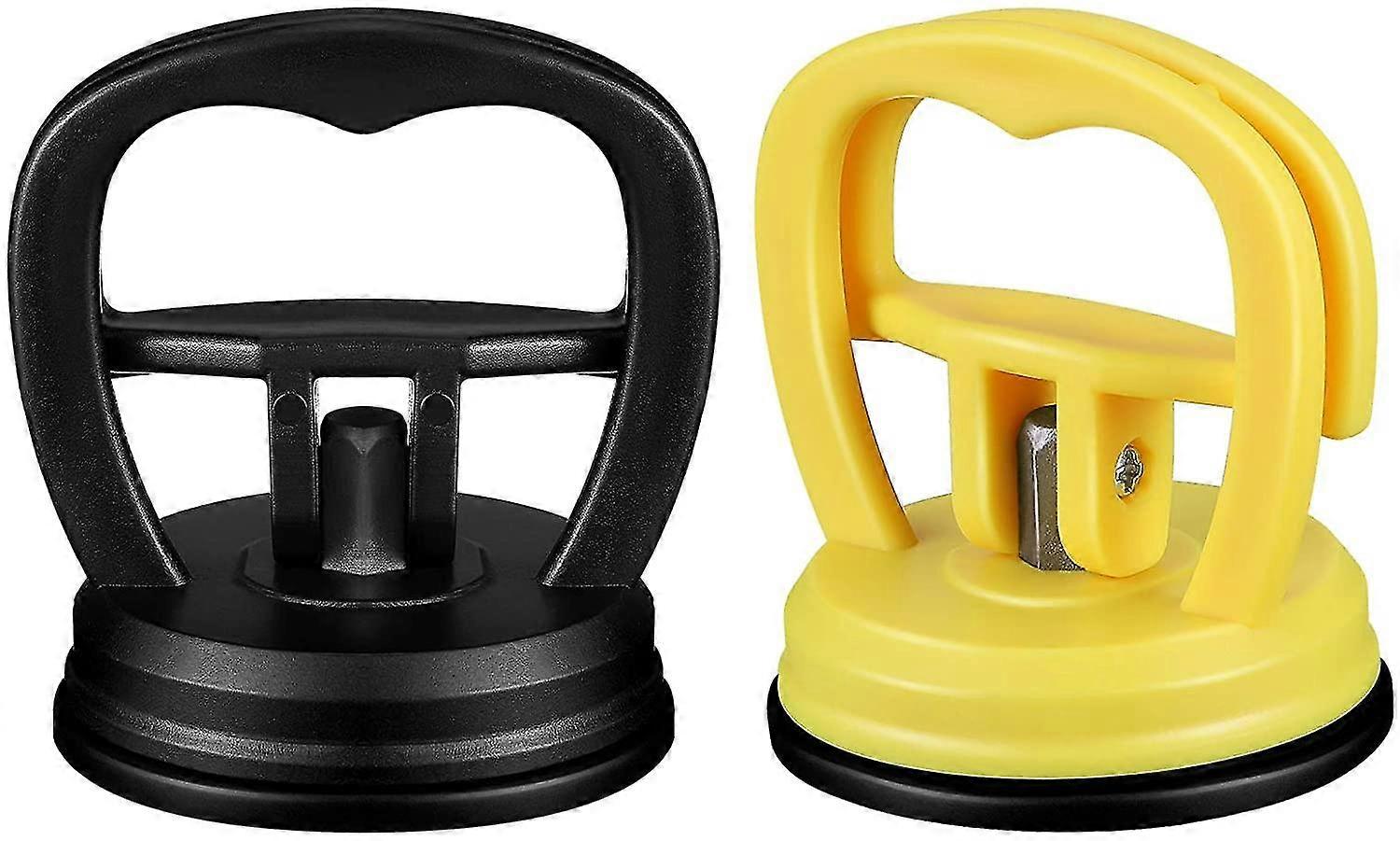 2 stk Bil Bule Reparation Værktøj Sugekop Bule Trækkere Bil Bule Håndtag Løftere Bule trækkere Fjernere til reparation af bilbuler, glas, (sort, gul)