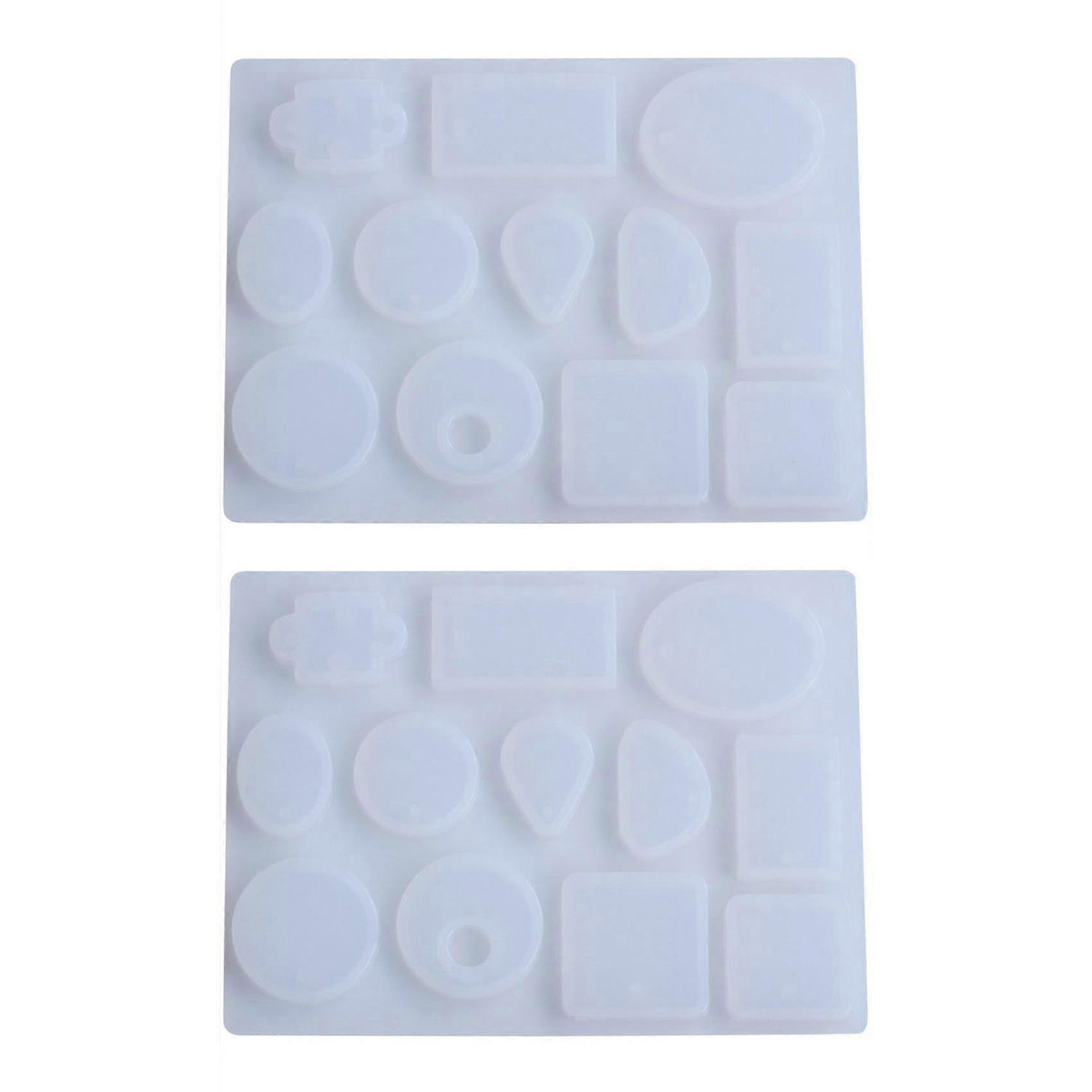 2x 12 Designs Cabochon Silicone Mold Resin Jewelry Diy Hand Craft