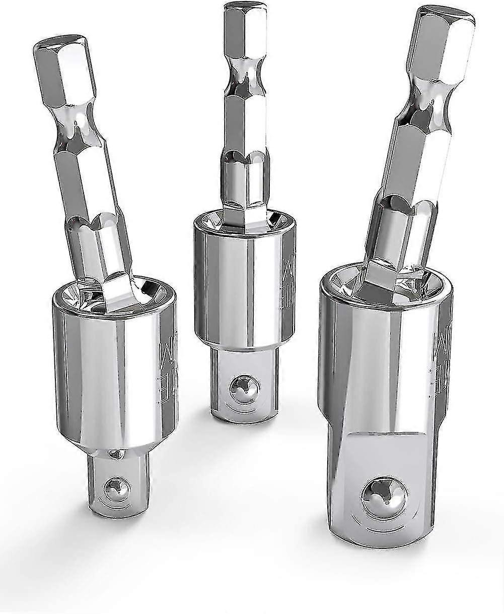 Tool Gift For Man, 3-piece Power Drill Sockets Adapter Sets, 360rotatable Hex Shank Impact Driver Socket Adapter, Socket To Drill Adapter 1/4" 3/8" 1/