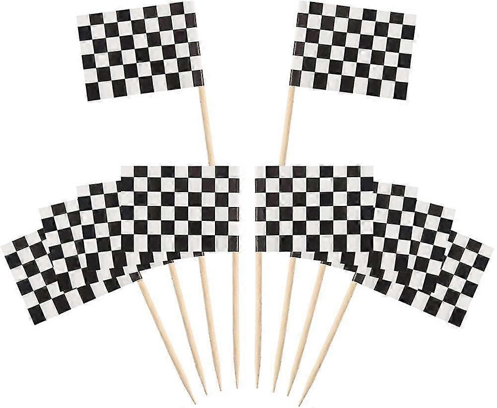 Checkered Racing Flag,100 Pieces White Flag Markers Small Toothpick Flags