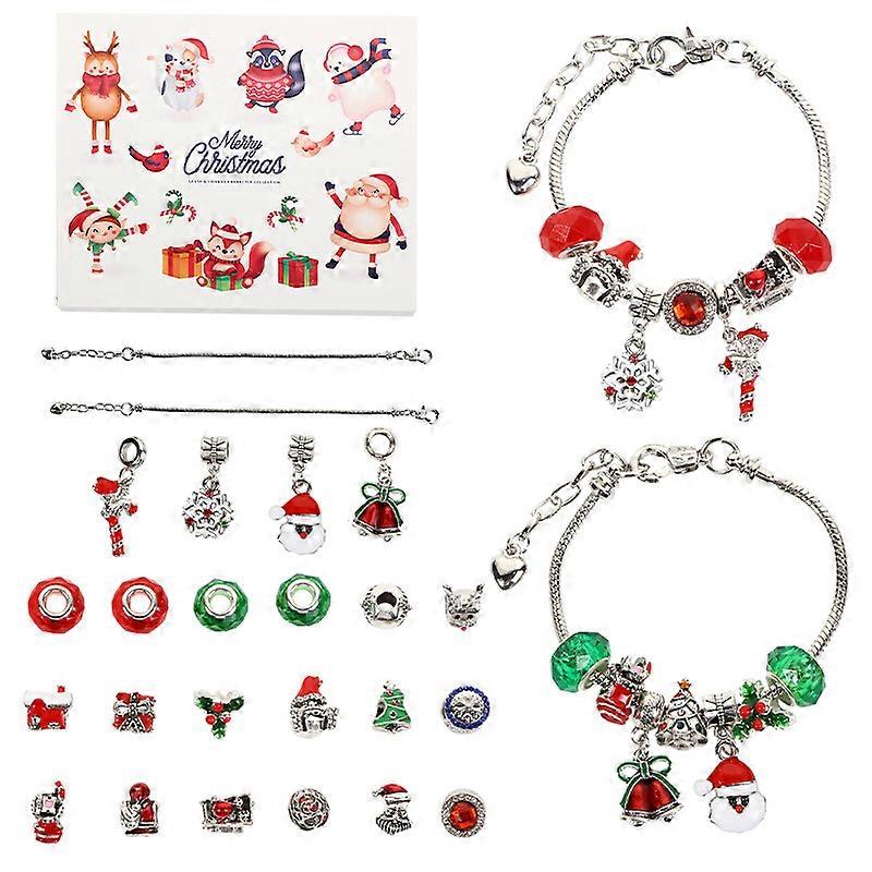 Christmas Bracelet 24 Calendar Countdown Gift Box Set DIY Beaded Bracelet Ornament
