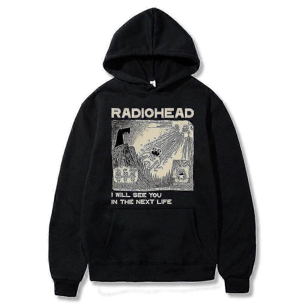 الإنجليزية روك الفرقة راديوهيد طباعة هوديي الرجال بلوزات مقنعين كبيرة الحجم الهيب هوب ألبوم الموسيقى الخريف الشتاء الصوف هوديس