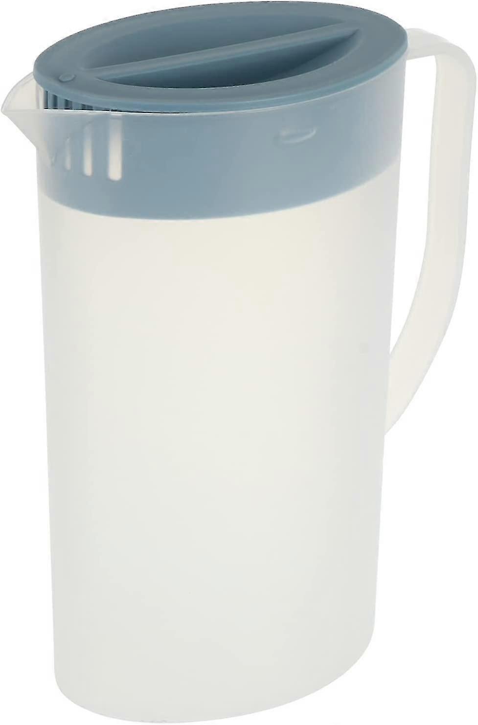Plastic Iced Tea Pitcher Heat-resistant Portable Large Water Pitcher With Lid Juice Jug Beverage Carafe For Picnic Restaurant Kitchen Supply Blue (1pc