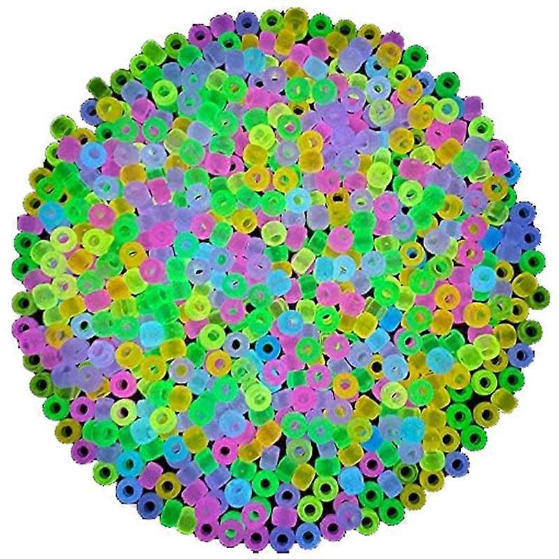 1900Pcs Glow in the Dark Beads Mix 9 Colors Glow Beads Luminous Beads Bulk Acrylic Hair Beads Plast