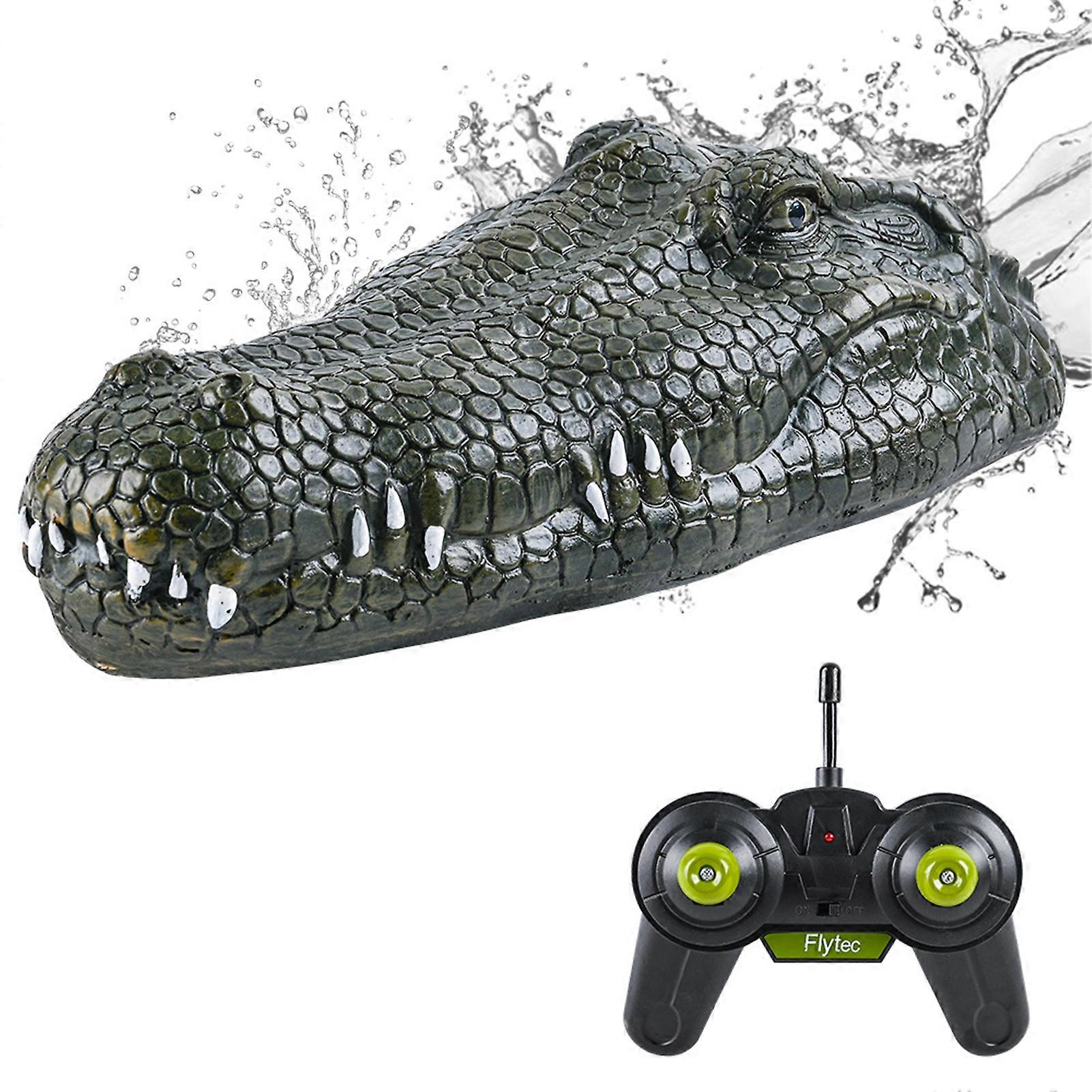 1 Set RC Boat Toy Rechargeable Waterproof Collision-Resistant Realistic Interactive Toys Anti-interference Simulation Crocodile 2.4G 4CH Remote Contro