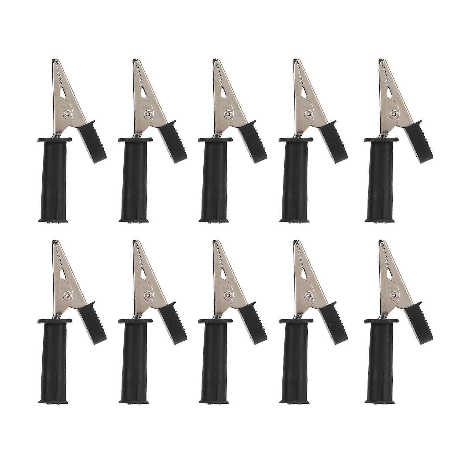 10Pcs Insulated Crocodile Clip 5mm Pure Copper Openings Test Clip with 4mm Jack for Experimental TestBlack