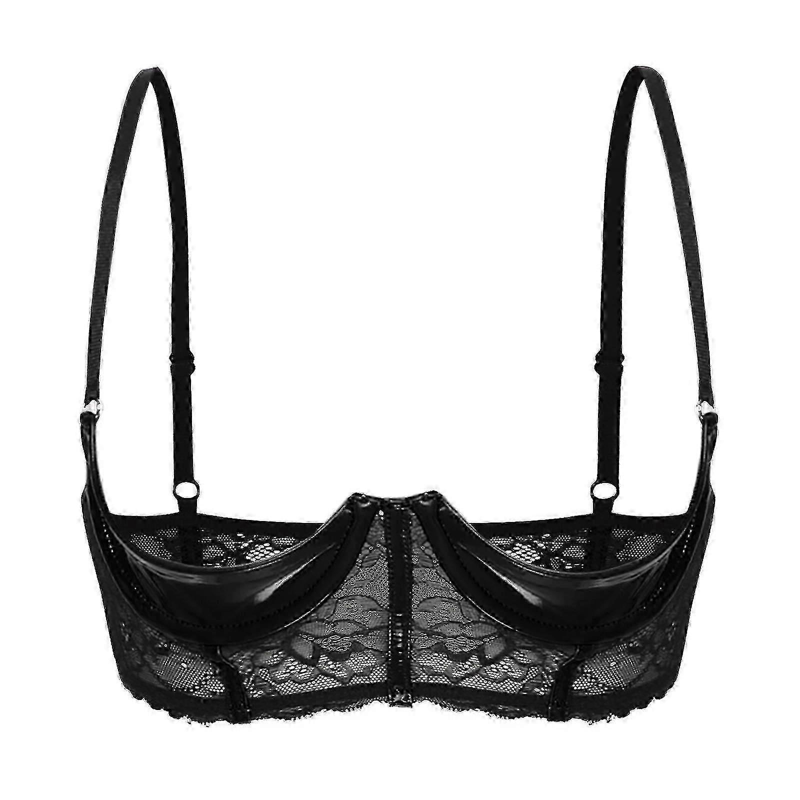 Damunderkläder Öppna bröstbehåar 1/2 kopp Push Up Bygel Spets BH Justerbar rem Svamp Vadderad Bysthållare Underkläder Banmo