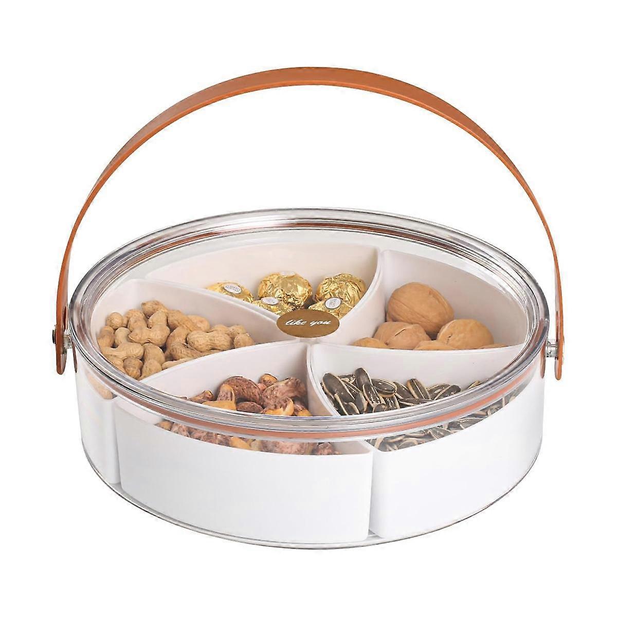 Divided Serving Tray with Lid and Handle - Snackle Box Charcuterie Container for Parties, Entertain