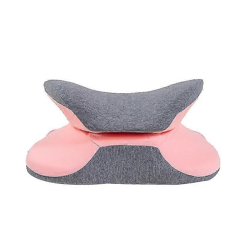Foldable Nap Pillow Sleeping Mat Chair Back & Lumbar Support Cushions(38*33*15cm)(Pink)