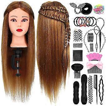 Cabeça de Manequim de Salão FRColor com Cabelo - Conjunto de Treinamento de Estilo & Suporte