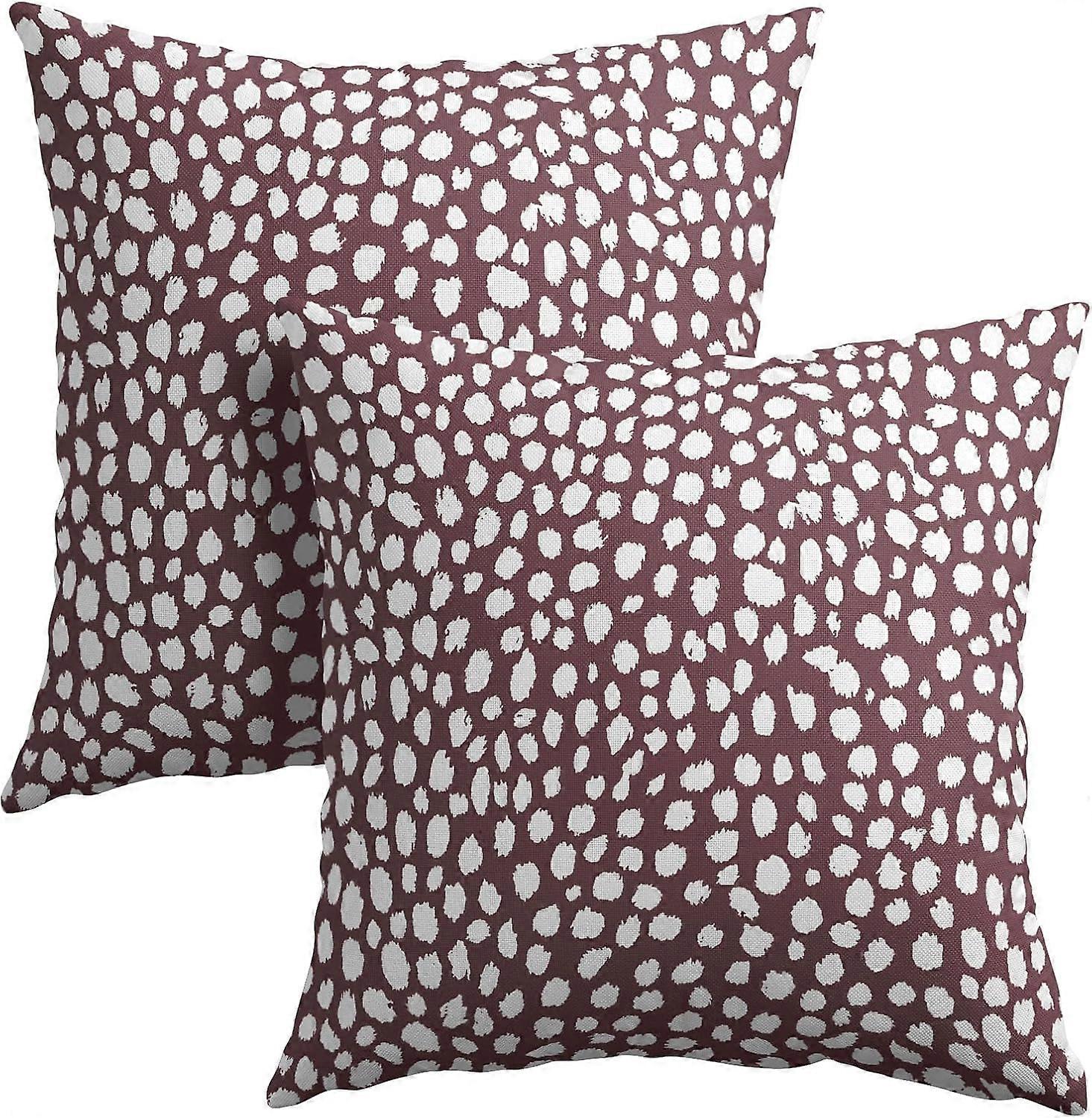 バーガンディクリームドット枕カバー18x18インチ自由奔放に生きるデザインポルカドットスロー枕カバー2つのモダンなトレンディなプリント枕カバーコットンリネンクッションのセット