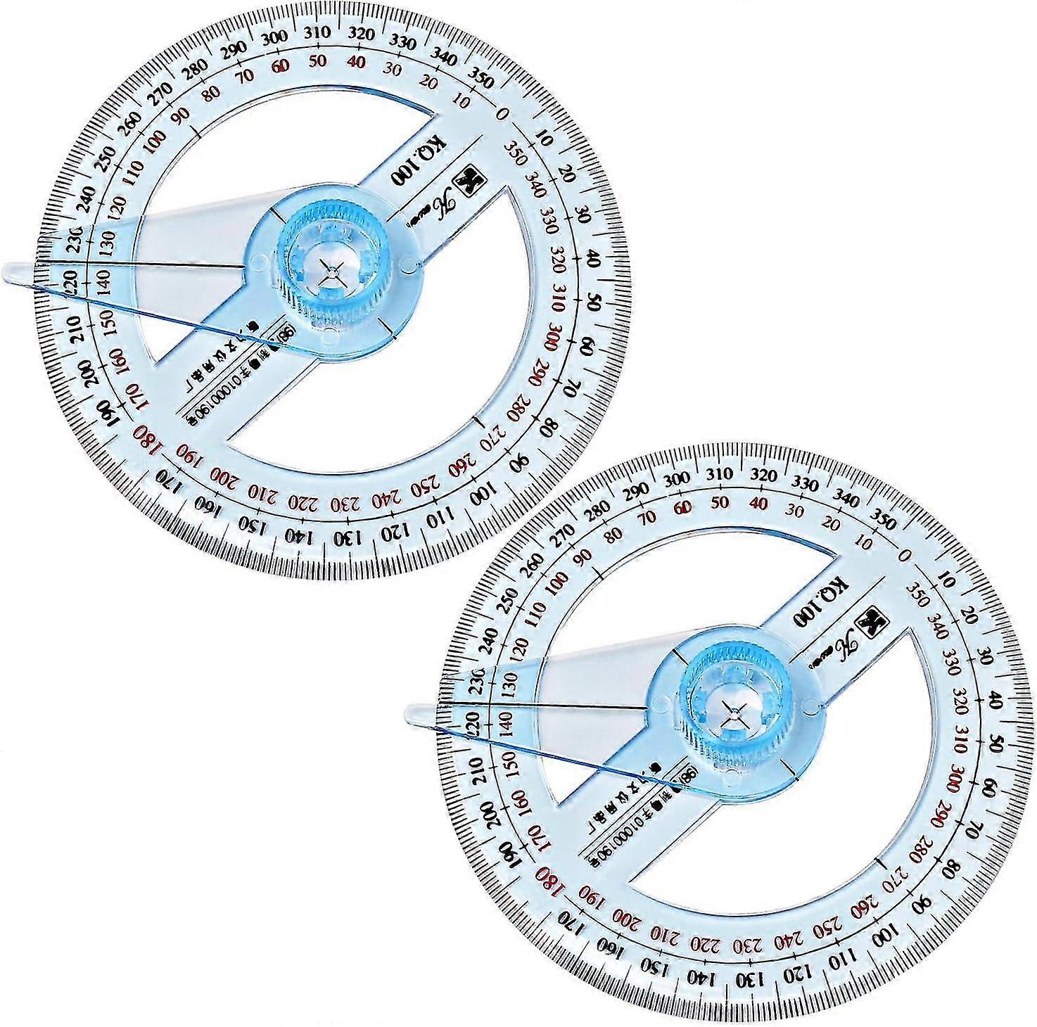 2 Pieces Circle Protractor, 360 Degrees Plastic Protractor Ruler Measuring Tool For Students And Children,4 Inch