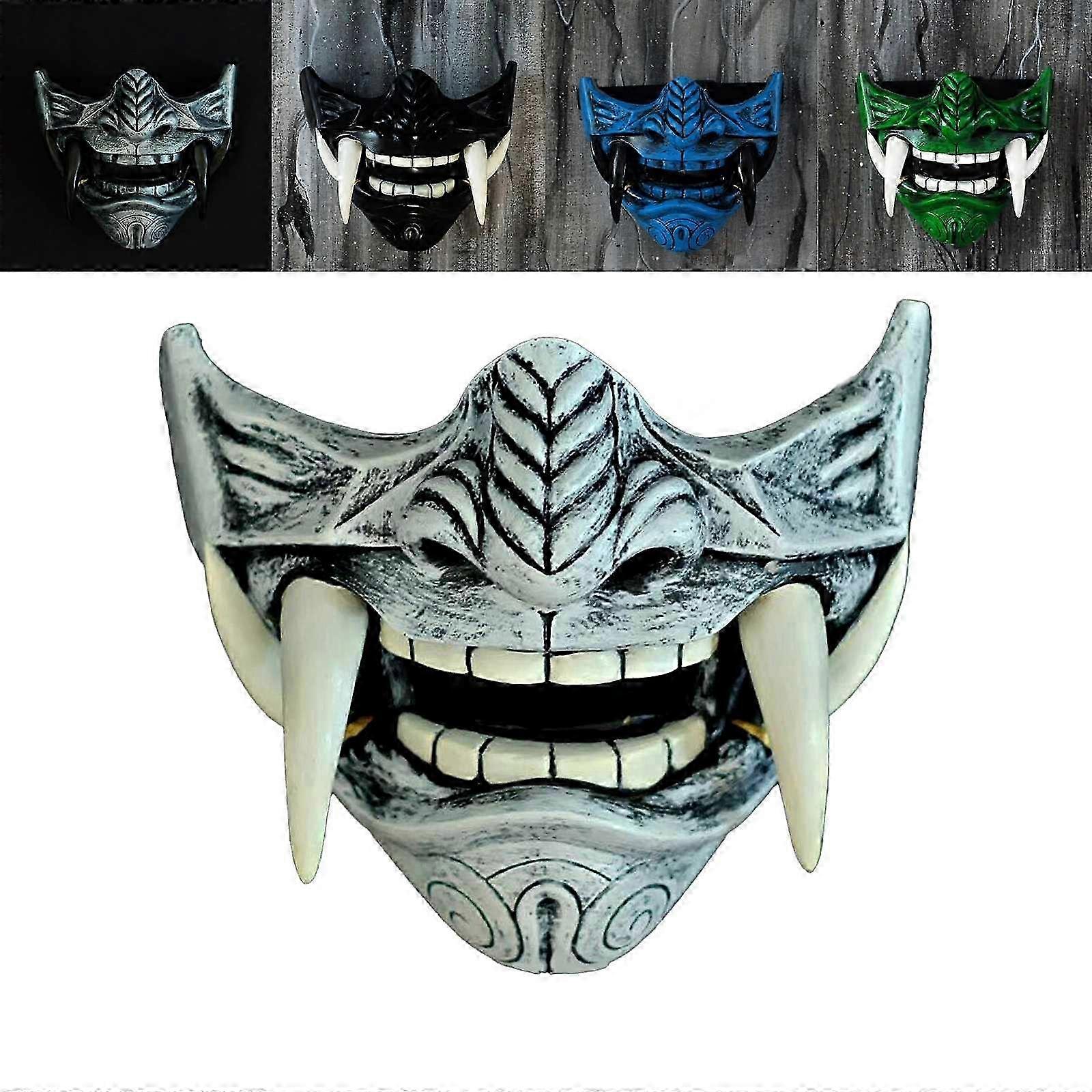 ラテックス和漢鬼仮面プラジュナ鬼侍能歌舞伎ハーフフェイスマスクハロウィンコスプレパーティー小道具祭り NEW