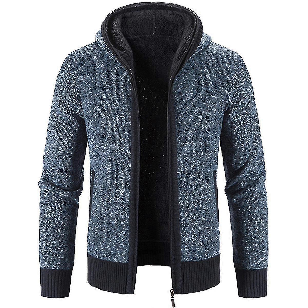 Dicker Herren-Winterpullover mit Kapuze und Fleecefutter