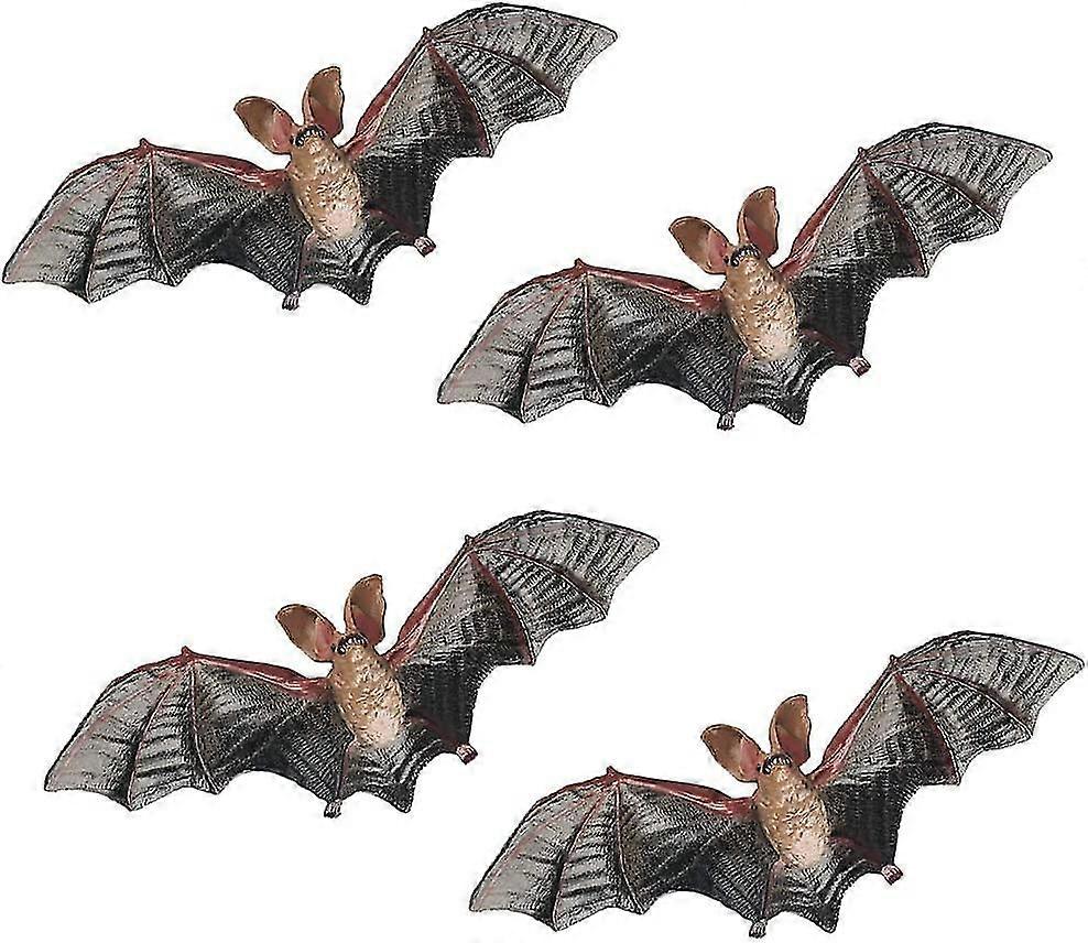 4 Pcs Simulate Bat Figurines, Mini Bat Figures For Diy Cake Topper, Halloween Home Decoration