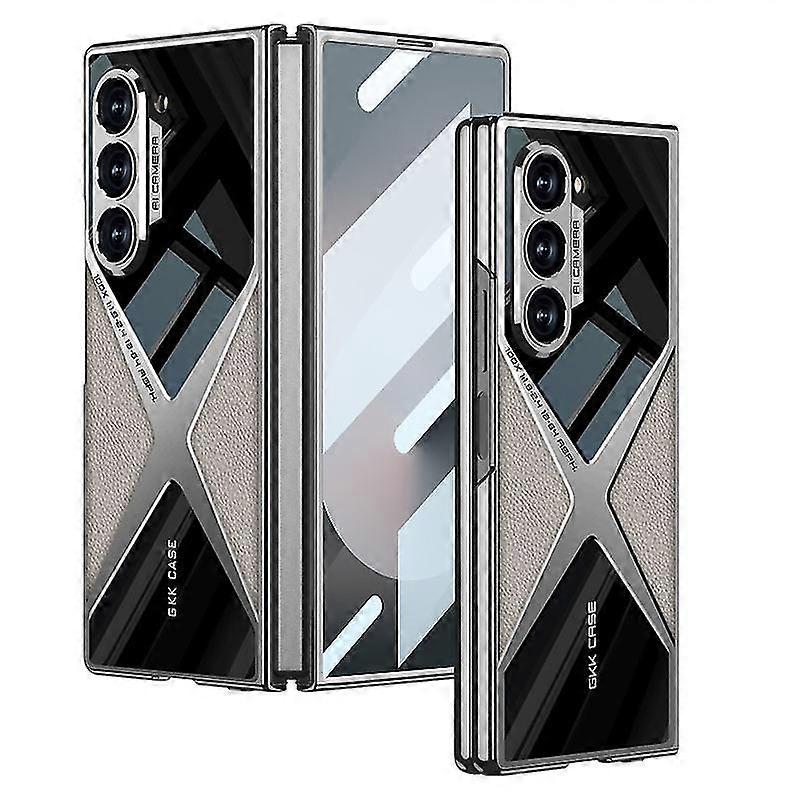 For Z Fold 6 Case with Screen Protector, Slim Business Mirror Leather Full Body Protective Cover For Samsung Galaxy Z Fold 6