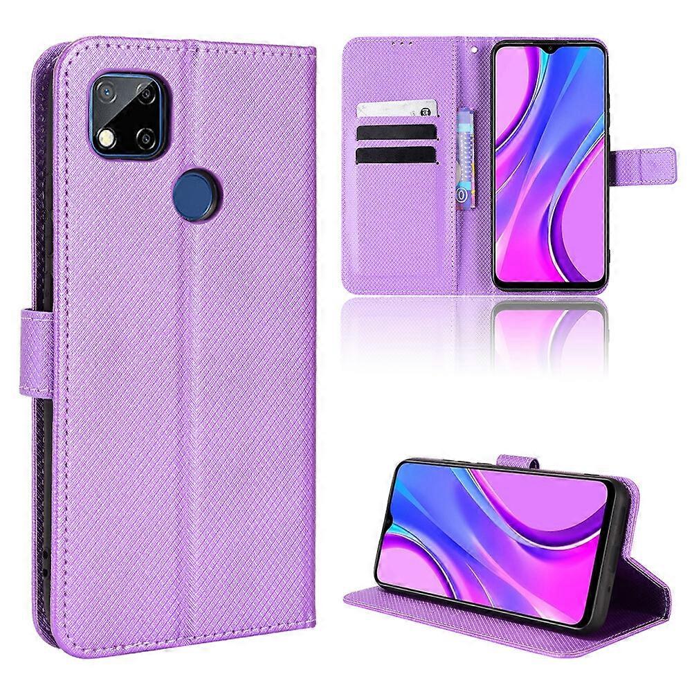 Compatible with Xiaomi Redmi 9C Wallet Case Diamond Pattern Pu Leather Cover With Magnetic Closure Card Slots