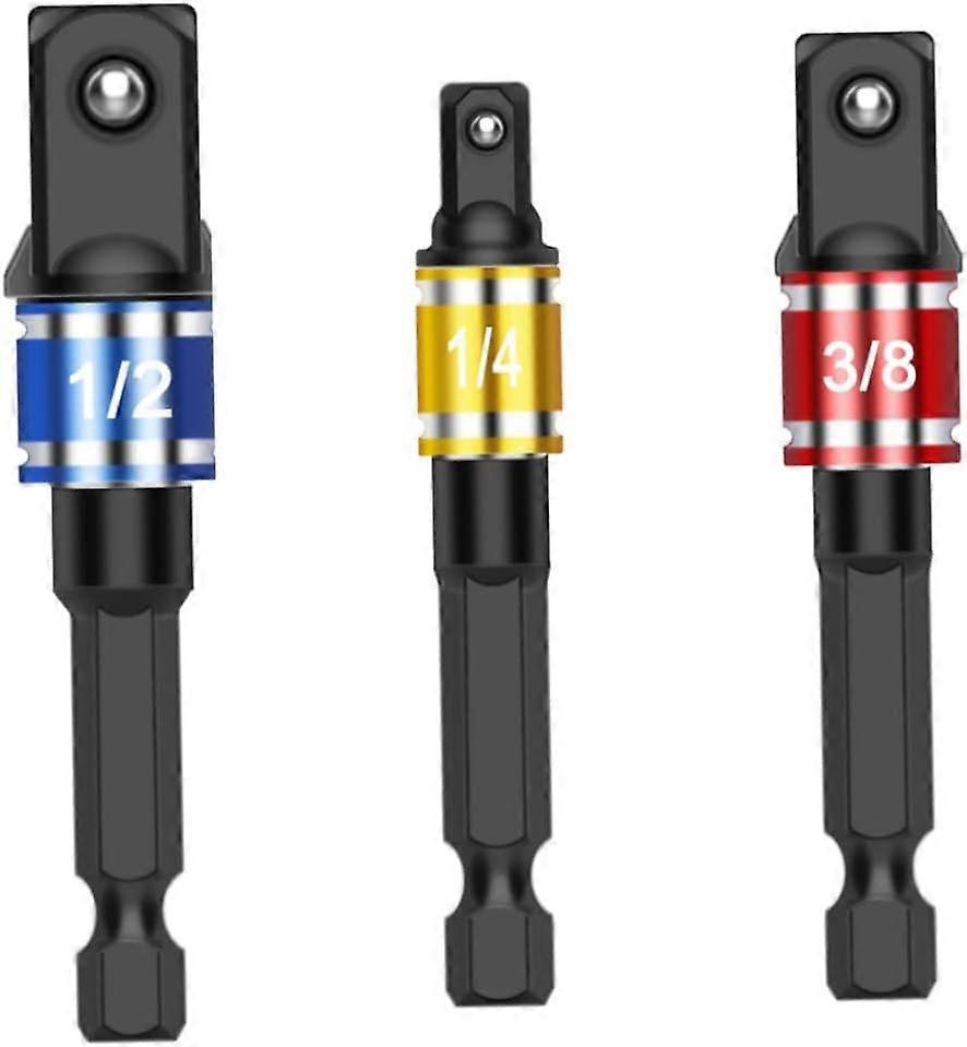 Impact Socket Adapter Extension Set 1/4" 3/8" 1/2" Turns Power Drill Into High Speed Nut Driver 3PCS Hardware Tools Impact Socket Adapter3pcs)