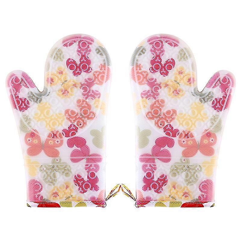 Värmebeständiga silikonhandskar Ugnsvantar med bomullsfoder Halkfri matlagning Grillhandske Ugnsgrytlapp Kök Bakhandskar [PB]