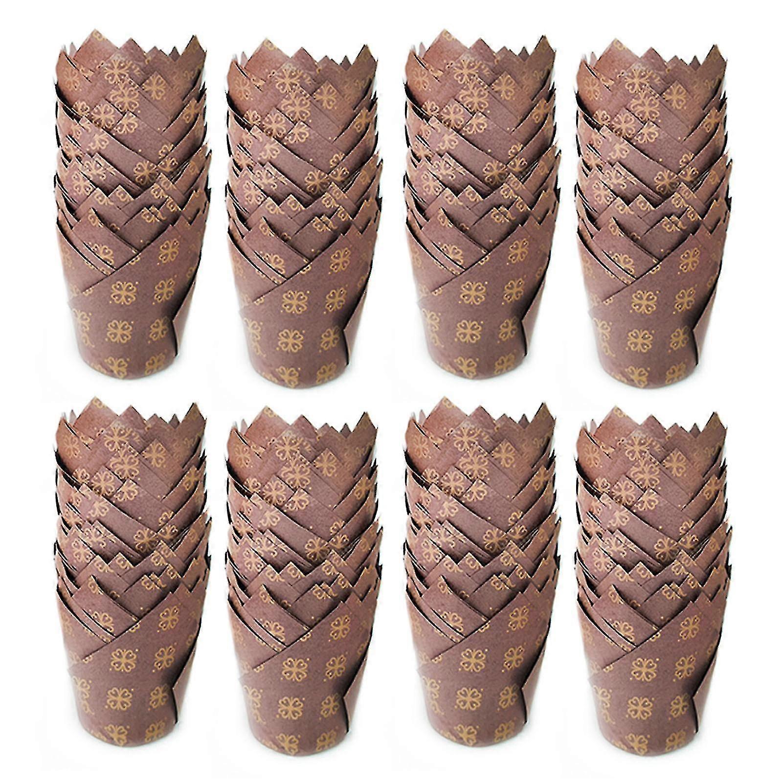 200Pcs Leaf Tulip Cake Cups Heat-resistant Cute Eucalyptus Design Green Cupcake Wrappers
