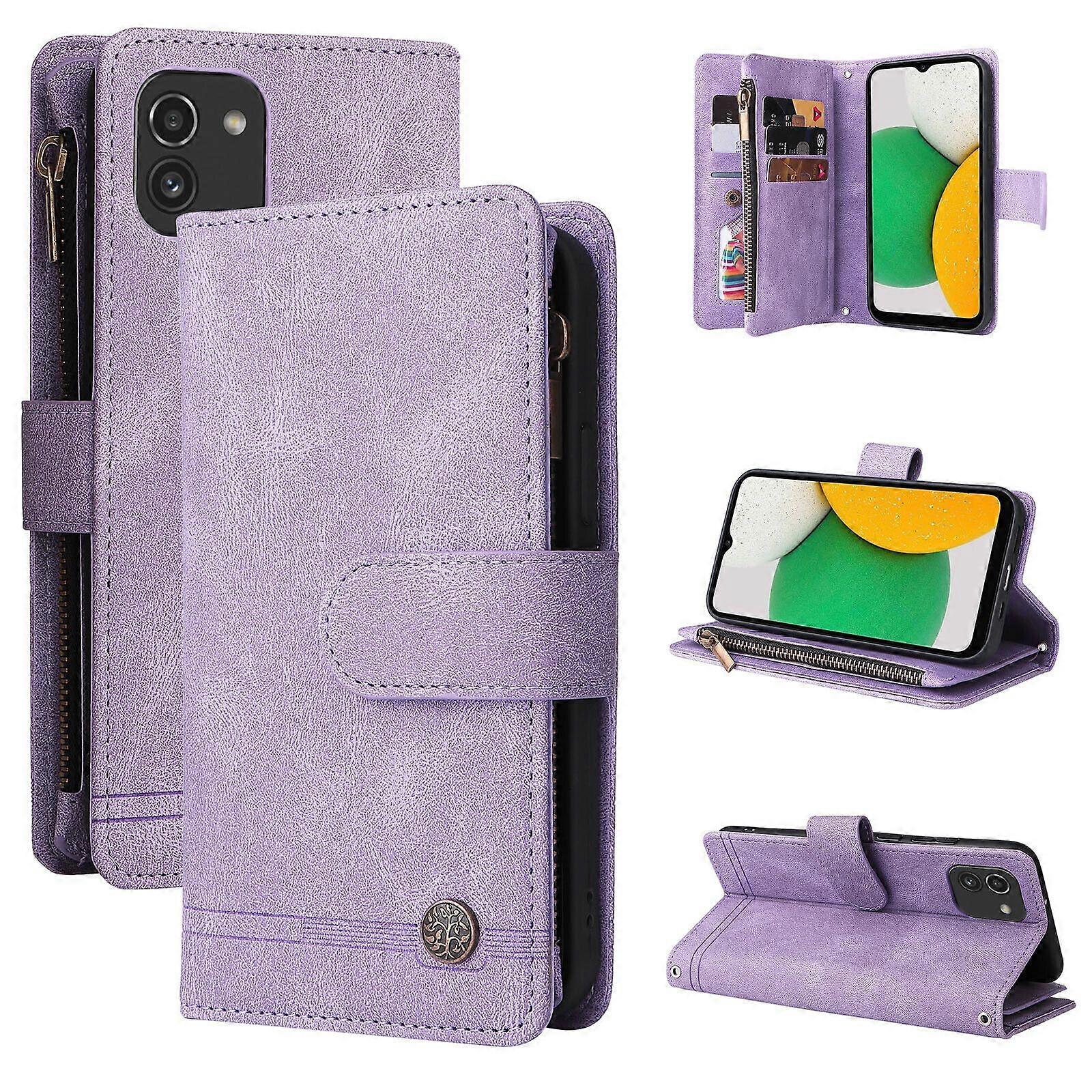 Case for Samsung Galaxy A03 Leather Flip Folio Case with Credit Card Holder Money Pocket Magnetic Buttons Wallet Case Kickstand Shockproof Protective 