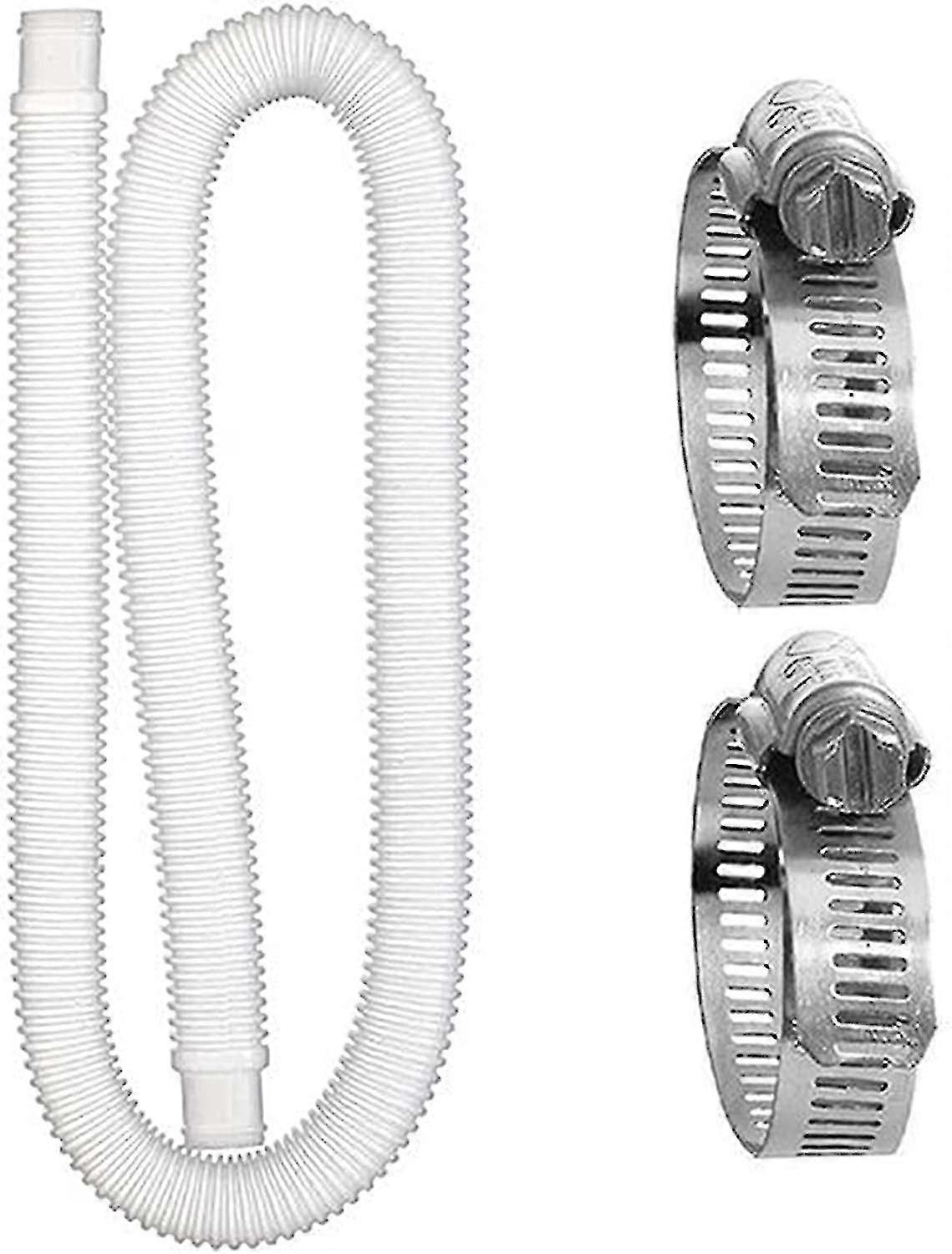 Swimming Pool Replacement Hose with 2 Metal Connectors, Above-Ground Pool Filter Pump