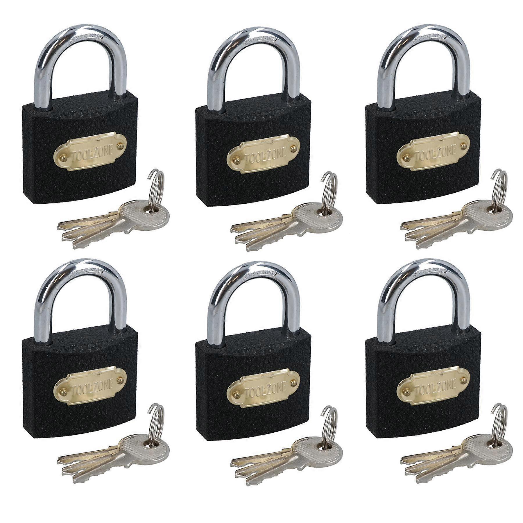 50mm Cast Iron Padlock With Hardened Shackle Padlocks Shed Gate Lock x 6