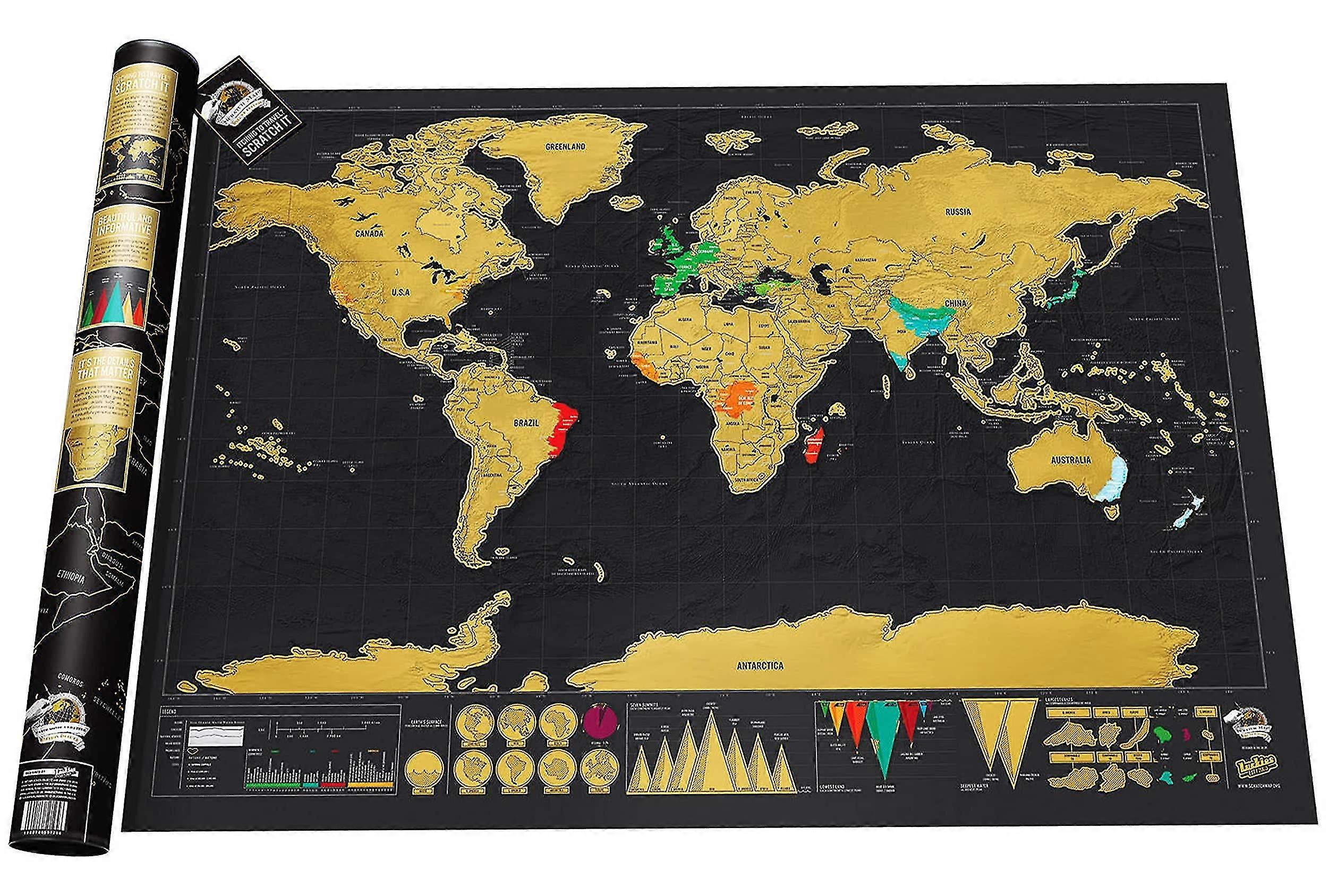 Scratch Map Deluxe Scratch Off World Map World Map Wall Art &; World Map Poster Scratch Map Small