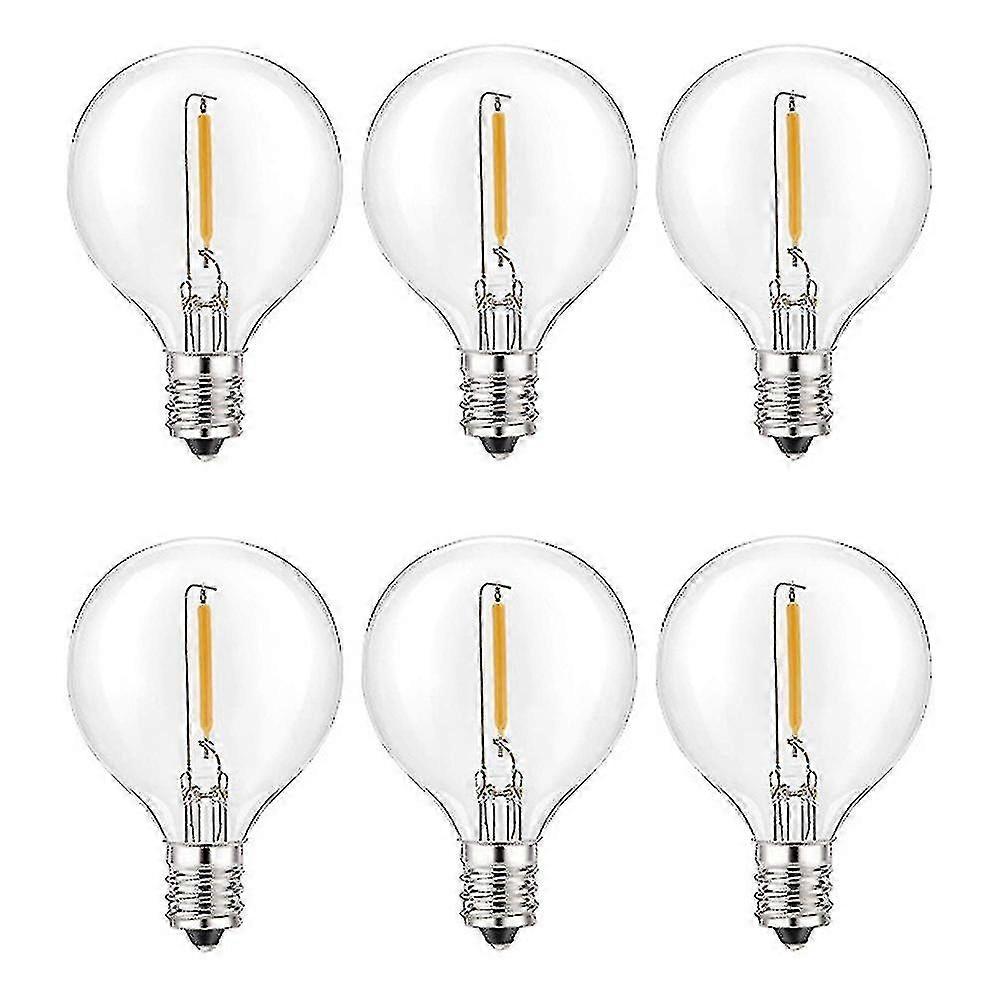 6pcs G40 Led Replacement Light Bulbs, E12 Screw Base Shatterproof Led Globe Bulbs For Solar String Xxf