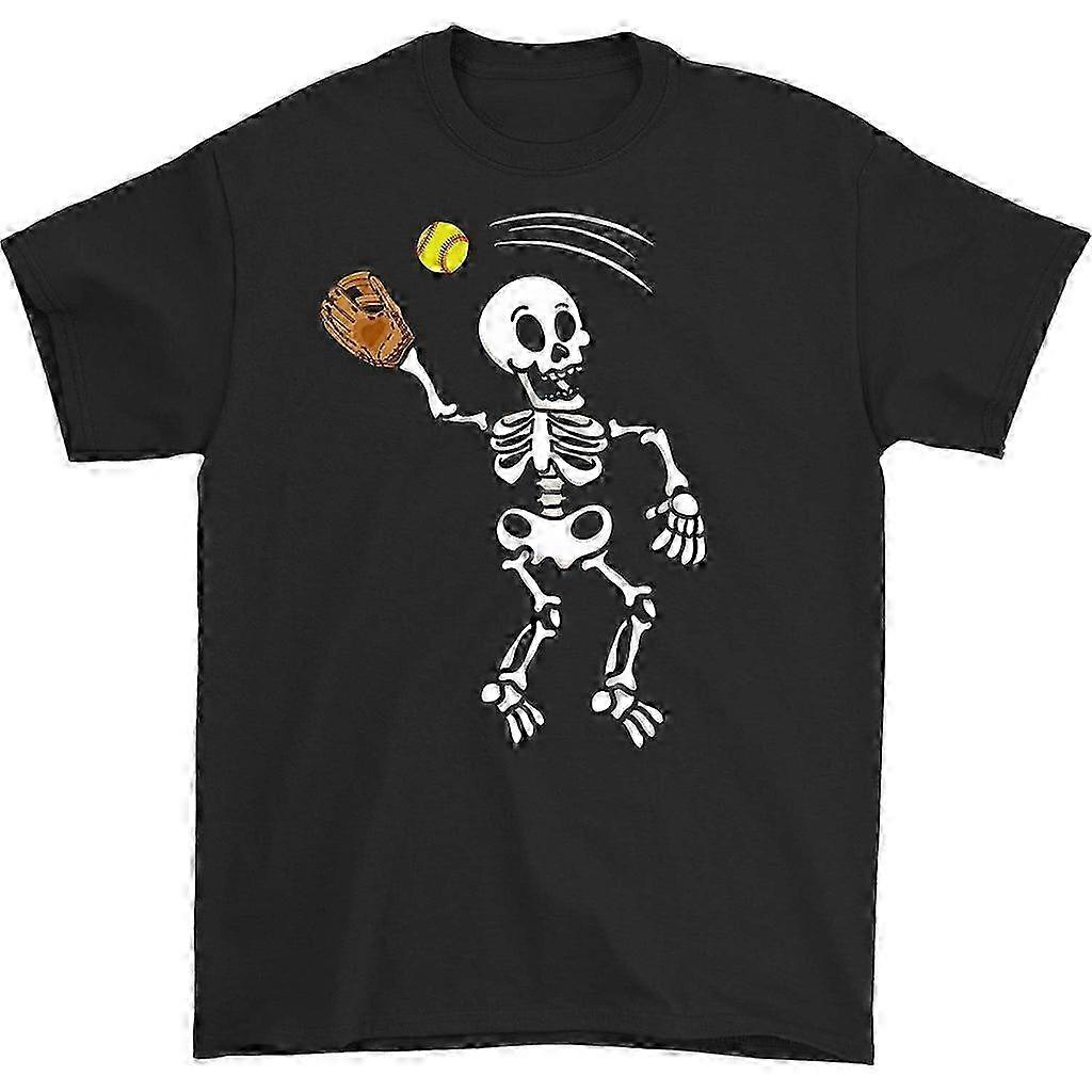  Softball Catcher Skeleton Crew Neck