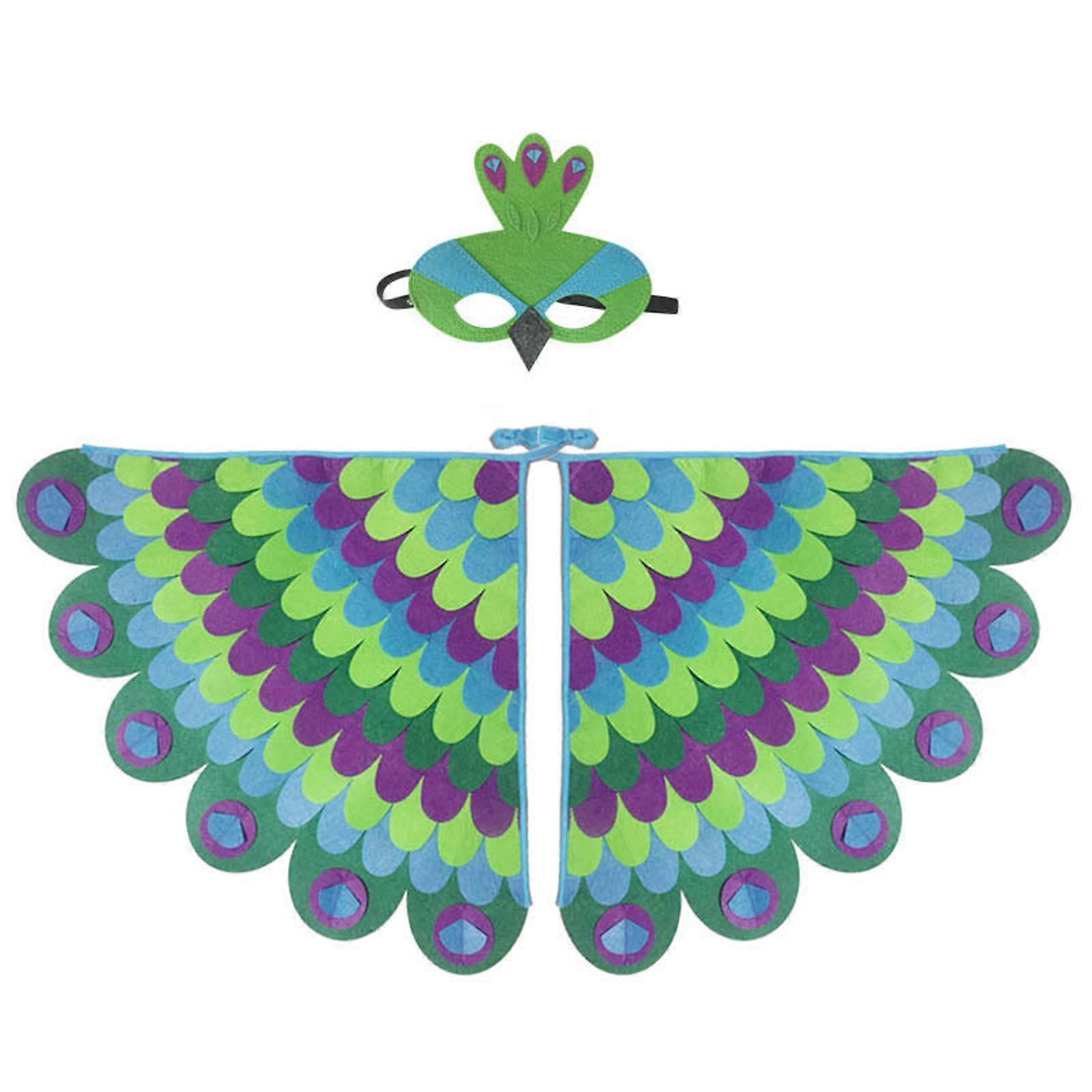أطفال البومة الطاووس أجنحة الطيور زي الطيور شال الرأس مع قناع حزب تأثيري زي