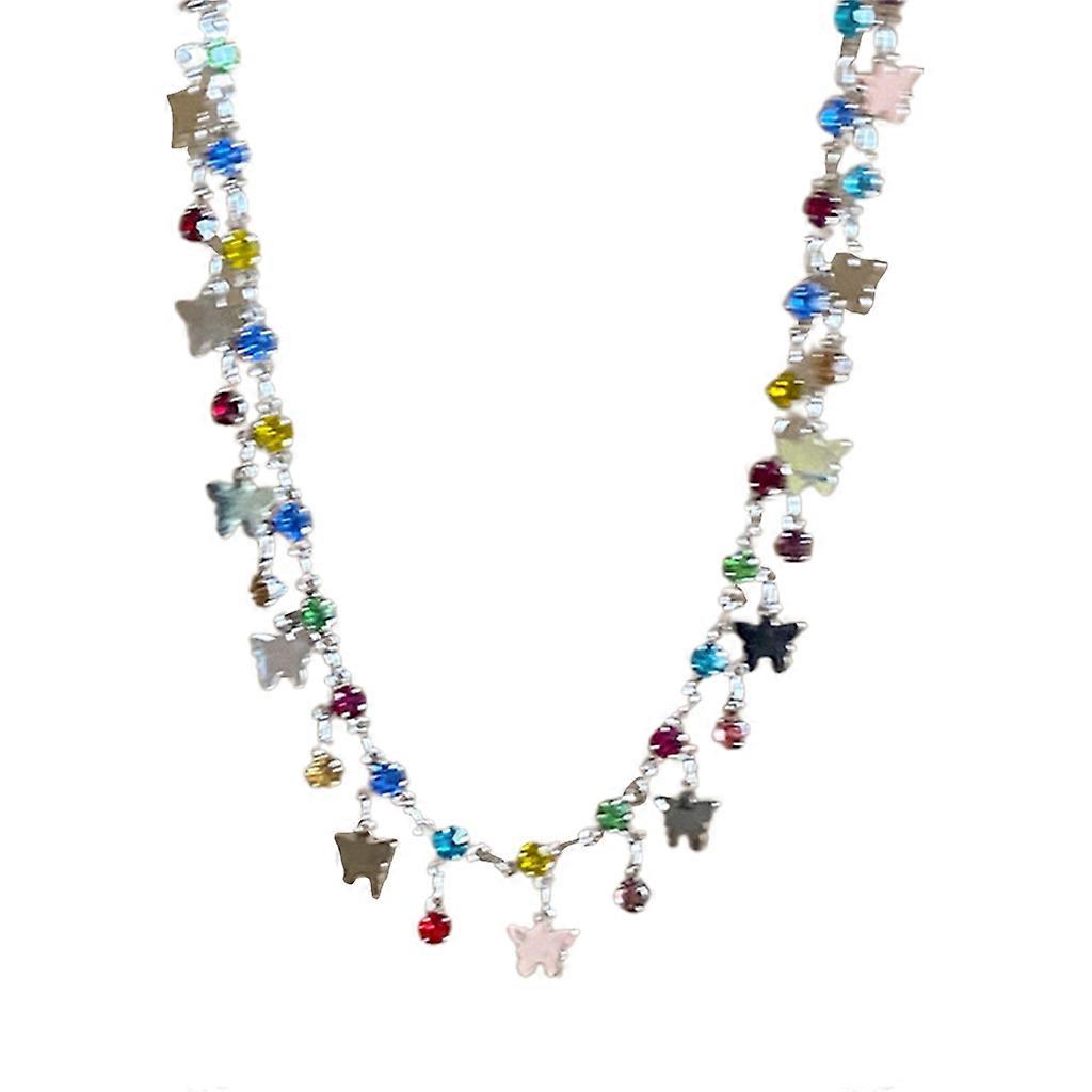 Mini Butterfly Tassels Collier Zircon Coloré Neck Chains Déclaration Bijoux