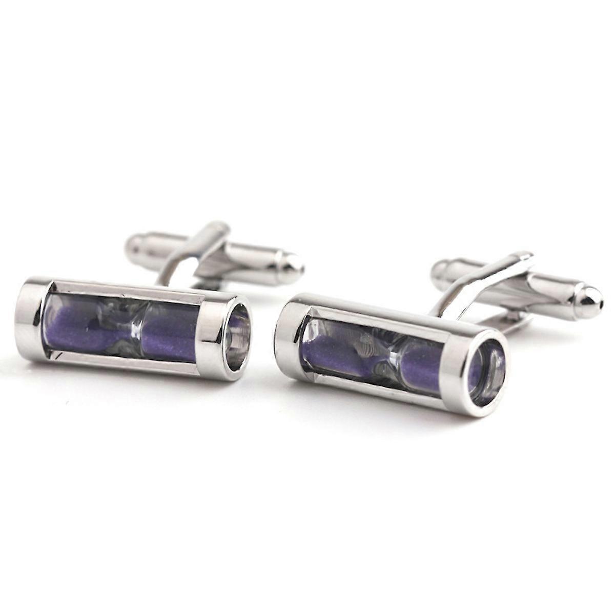 1ペアの男のシャツスタッズ砂時計カフスボタンシルバーメッキビジネスウェディングパーティー