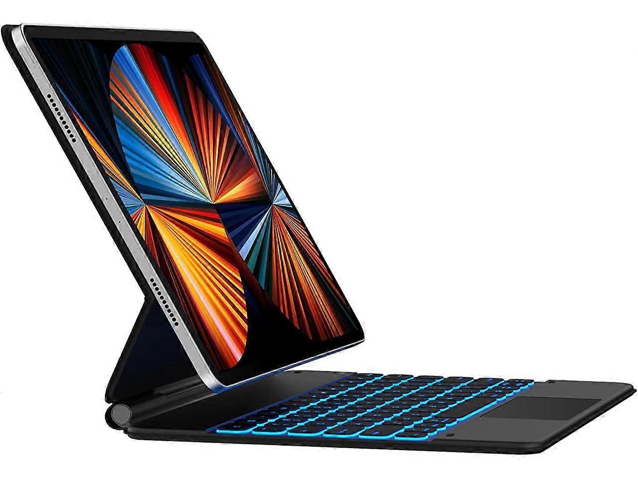 Floating Cantilever Stand Magnetic Wireless Keyboard Case Compatible with iPad Pro 12.9 inch 2021 2020 2018 5th & 4th & 3rd Gen, iPad Case with Multi-