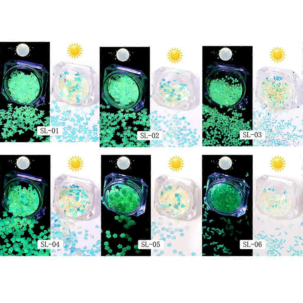 Tiny Shape Light Sequins 3D Nail Art Stickers Glow in The Dark Nail Sequins